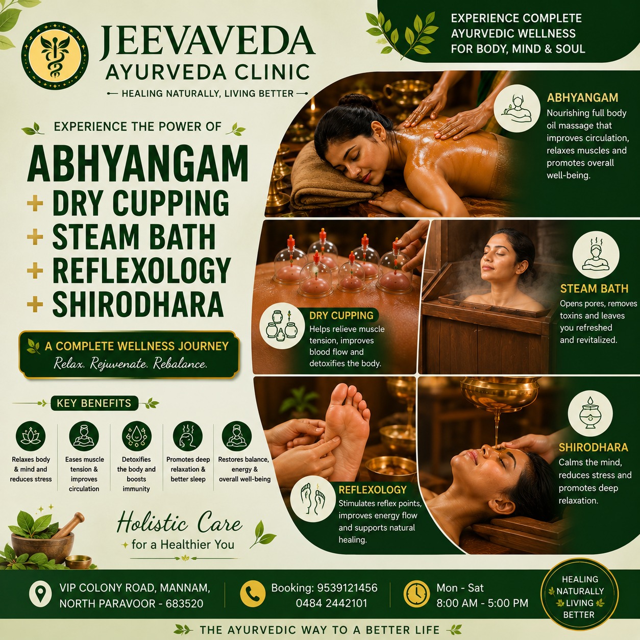 Abhyangam + Dry Cupping + Steam Bath + Reflexology