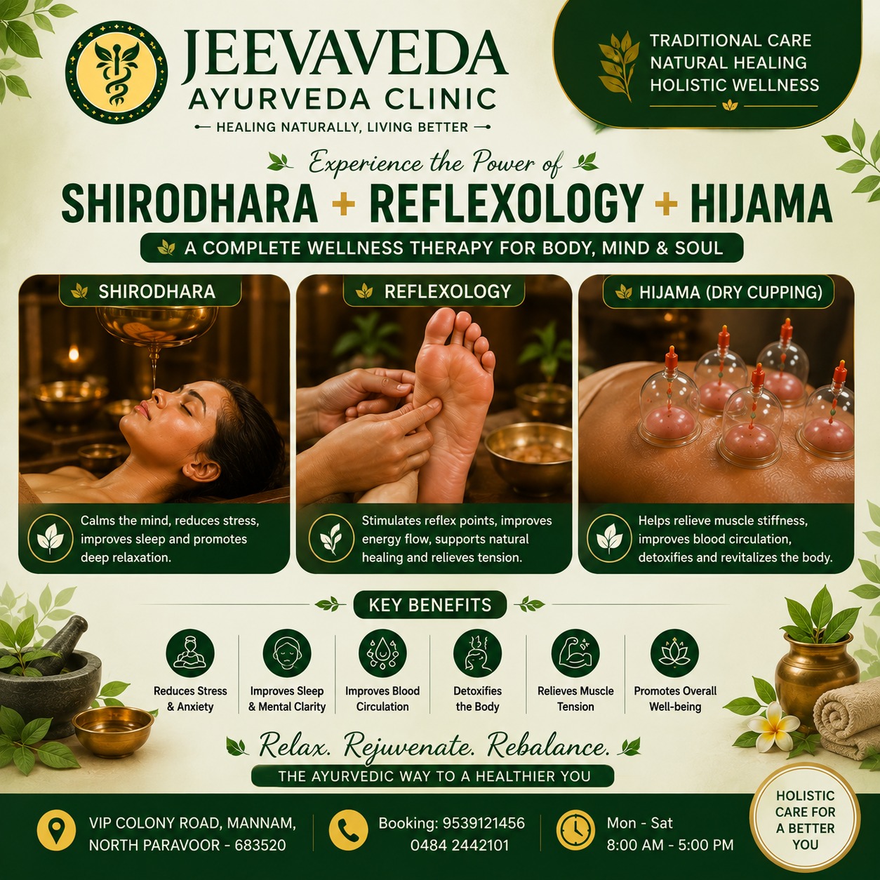 Shirodhara + Reflexology + Hijama