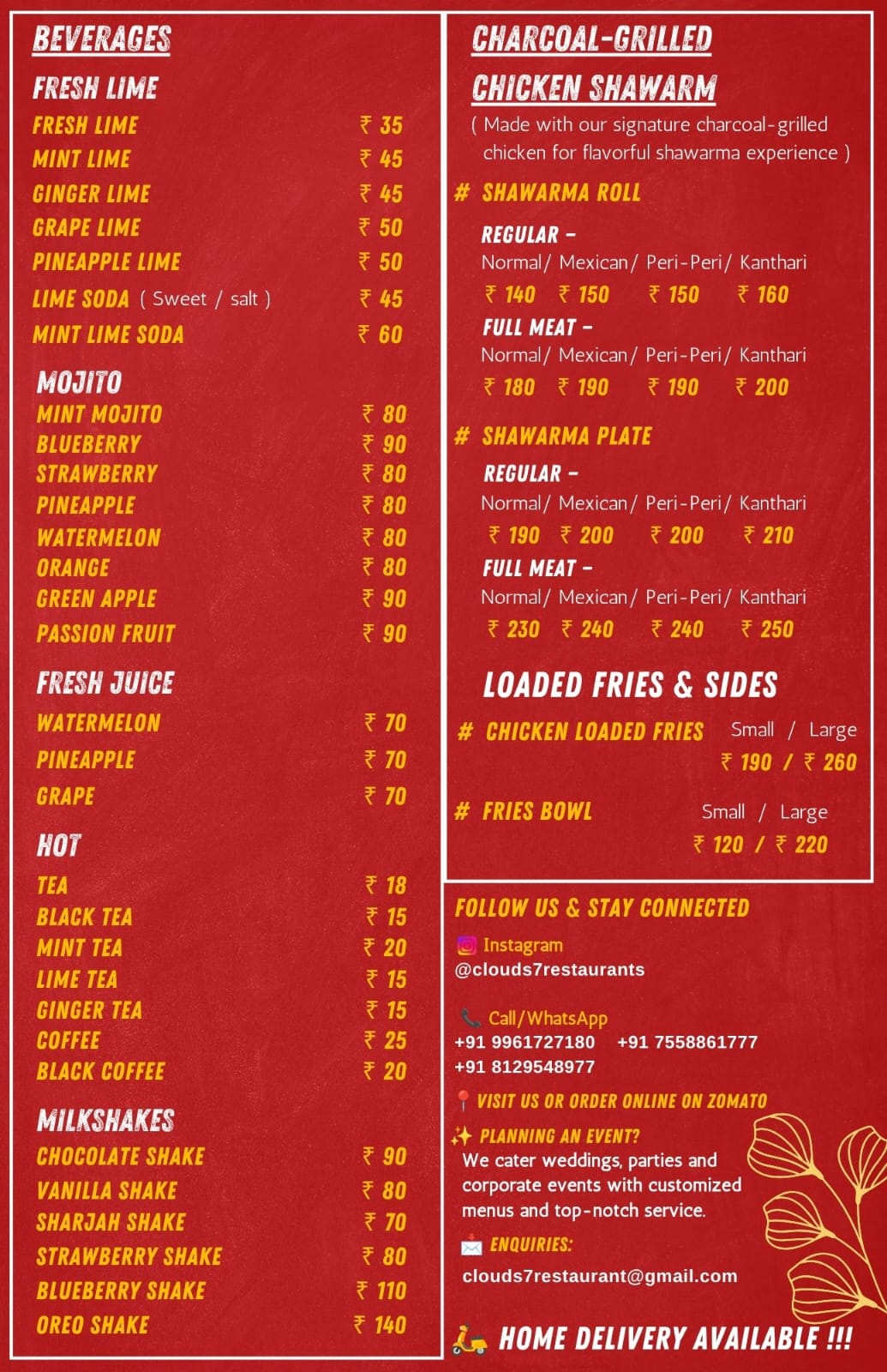 Indian Dishes Menu 